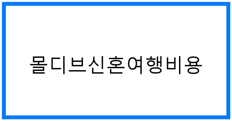 몰디브신혼여행비용 꿀팁: 예산 계획과 비용 절감 방법