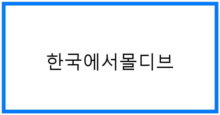 한국에서몰디브: 꿀팁 가득한 완벽한 여행 계획